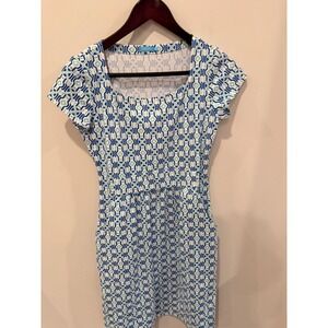 J McLaughlin Emma Catalina Cloth Dress Blue Green Geo XS NWOT